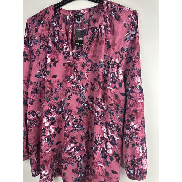 NWT Torrid Georgette Puff Sleeve Peasant Blouse Long Sleeve V-Neck Plus Size 3X - Picture 5 of 10